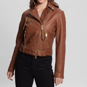 NWT Guess Camille Leather Jacket, Sz M